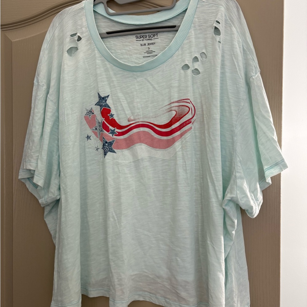 Torrid blue Oversized crop Cut Out T-Shirt